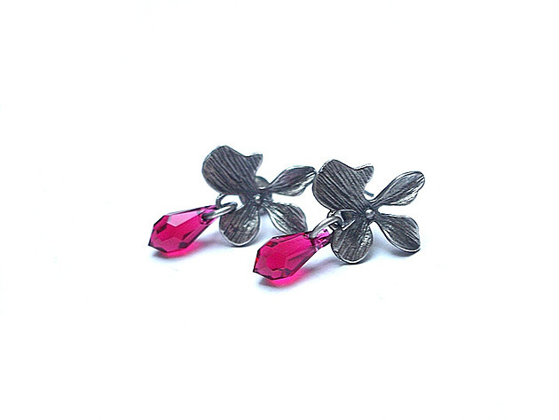 Kolczyki Swarovski Orchid vol. 8 /scarlet/  Katia i krokodyl