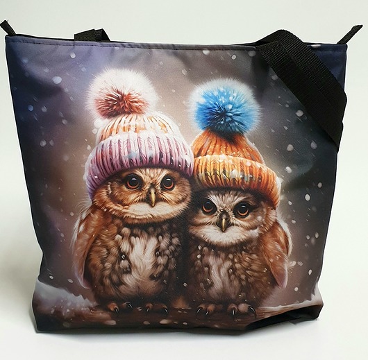 torby XXL Duża torba na zamek z sowami