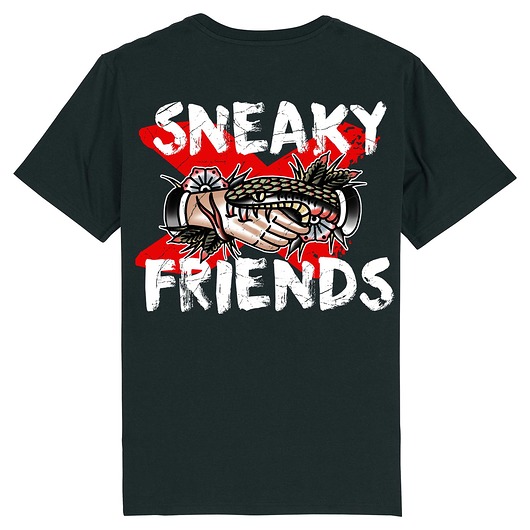Koszulka czarna męska - unisex - Sneaky Friends BeHustle Apparel