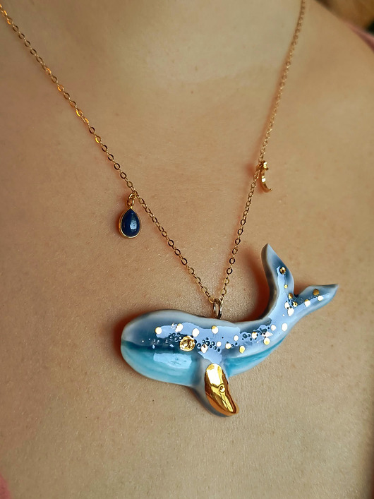 złote naszyjniki Naszyjnik pozłacany Niebieski Wieloryb Kolekcja Parian