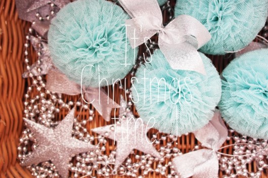 tiulowe bombki choinkowe 6 szt - różne kolory ! TULLE POM POM
