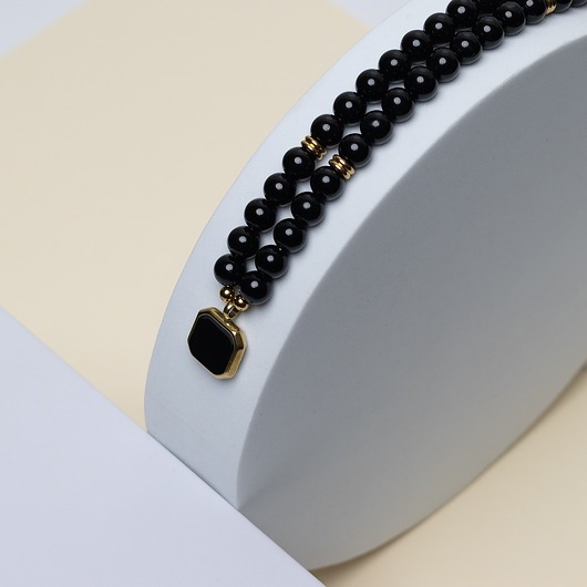 biżuteria męska Naszyjnik Męski z Kamieni Naturalnych Onyks i stali szlachetnej 316L