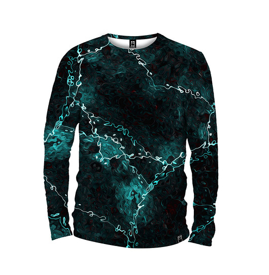 bluzy męskie Koszulka Longsleeve DR.CROW Marble Turquoise