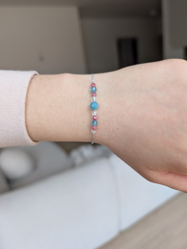 bransoletki z kamieni naturalnych Dziewczęca bransoletka w różu i błękicie
