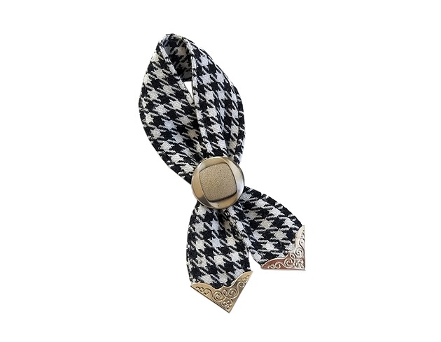 Elegancka broszka pętelka w pepitkę vestirse!