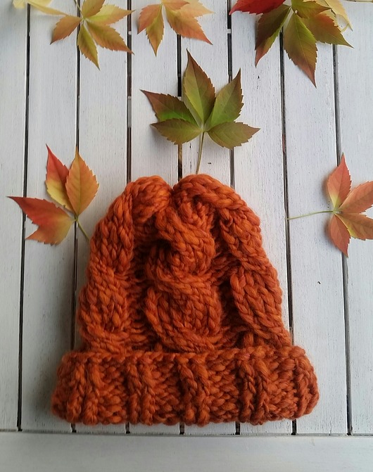 czapki damskie czapka HANDMADE rudy