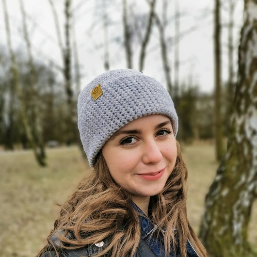 Przejściowa czapka  bawełna merino COSY szara sploteka