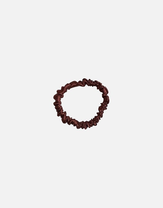 gumki do włosów Jedwabna scrunchie gumka frotka wąska micro brązowa czekoladowa