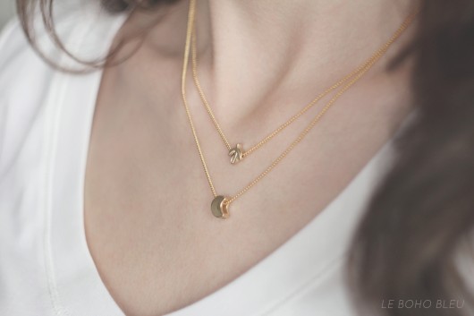 16k Gold Plated Crescent Moon Necklace Le Boho Bleu