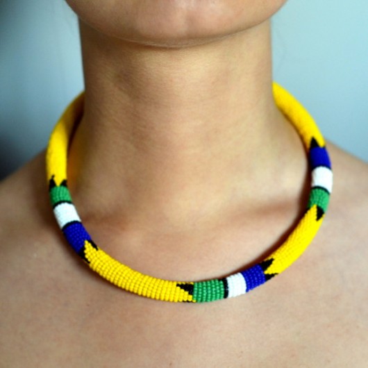 Yellow African Zulu Necklace MERAKI