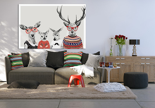 OBRAZ NA PŁÓTNIE -  120x80cm RODZINKA 2+2 LUdesign gallery