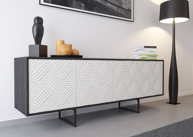 Komoda ABATO ZigZag fornir dąb czarny B2design