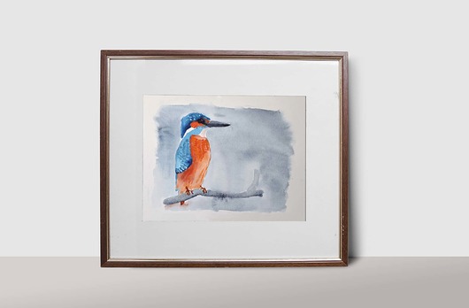 Zimorodek, akwarela, 30x22 cm Warsaw Birds