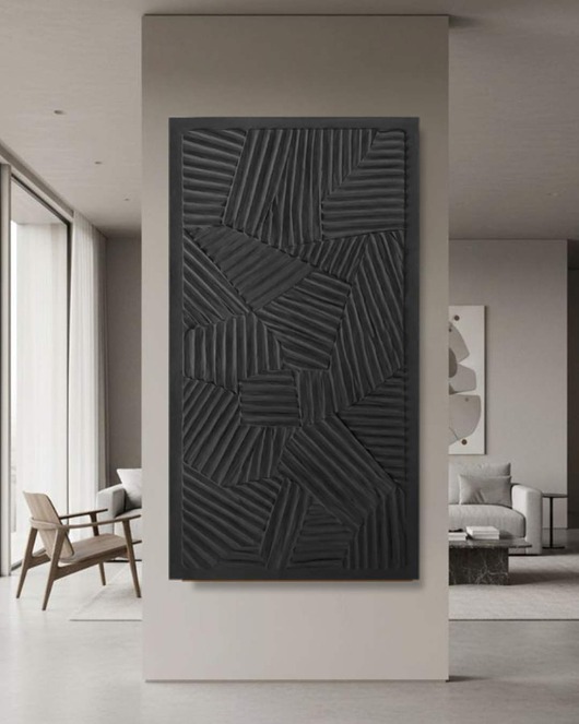 obrazy Płaskorzeźba ścienna  80x160m elegancka pastelowa czerń