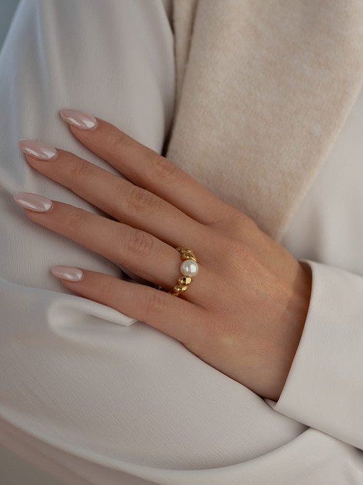 pierścionki złote Pierścionek Musa ze stali chirurgicznej pozłacany 18k