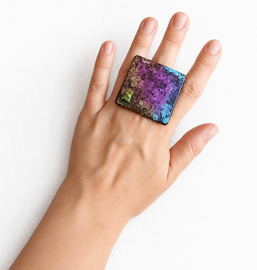 pierścionek z żywicy UNIKATOWY pierścionek z żywicy : kolekcja INKY : 44mm