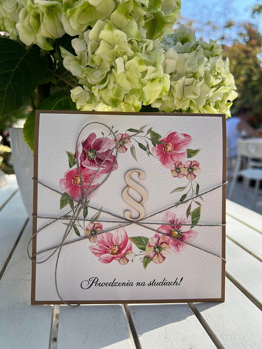 kartki scrapbooking Ręcznie robiona kartka gratulacje wyboru studiów - powodzenia na studiach