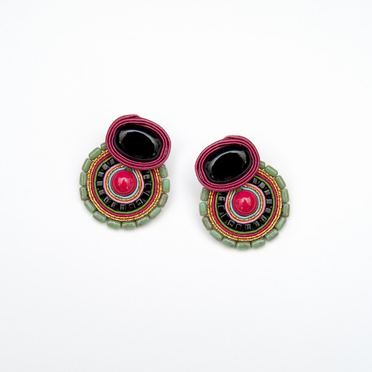 kolczyki soutache Kolorowe kolczyki sutasz boho wkrętki