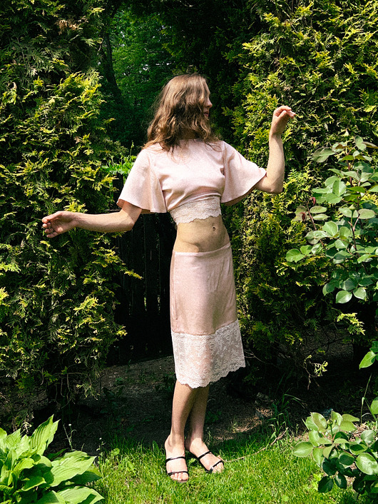 spódnice midi Spódnica Satynowa Baby Pink Margaret