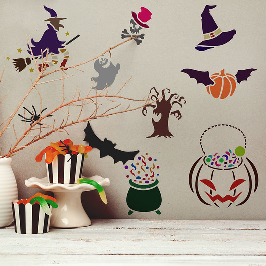 tapety i naklejki ścienne 5szt. szablonów wielokrotnych HALLOWEEN