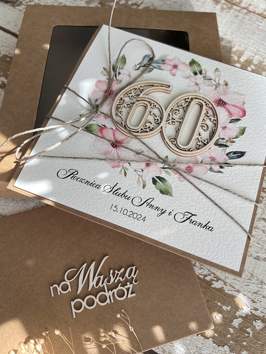 kartki scrapbooking Wyjątkowa kartka ręcznie robiona z okazji 60 rocznicy ślubu