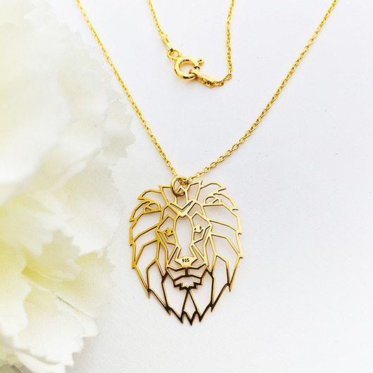 złote naszyjniki Naszyjnik znak zodiaku LEW , zawieszka z lwem