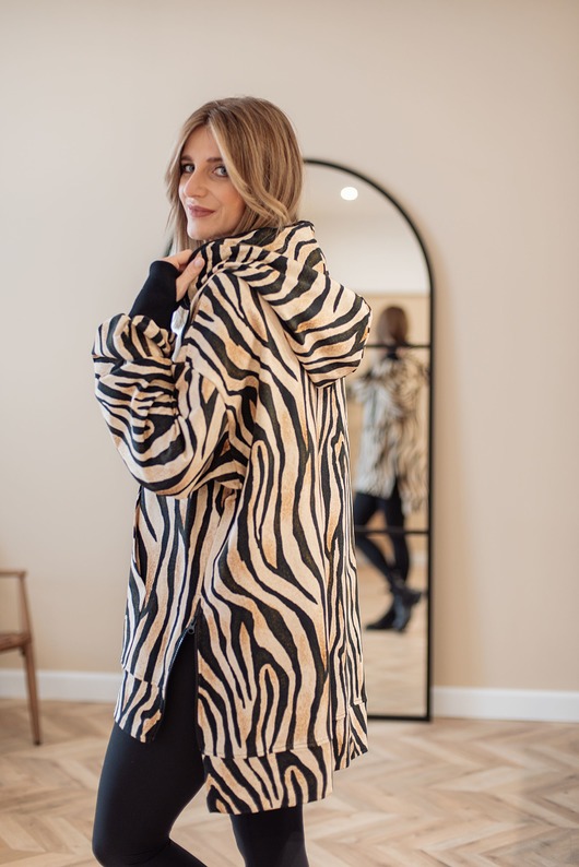 bluza z kapturem damska Bluza oversize Nina zebra