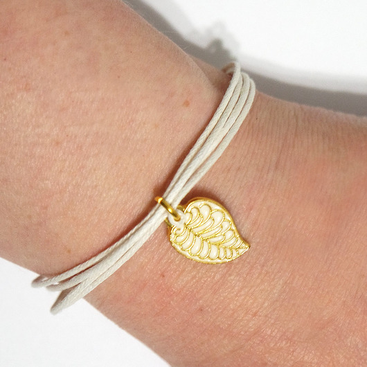 bransoletki na sznurku Bransoletka - Liść - sznureczki, biała