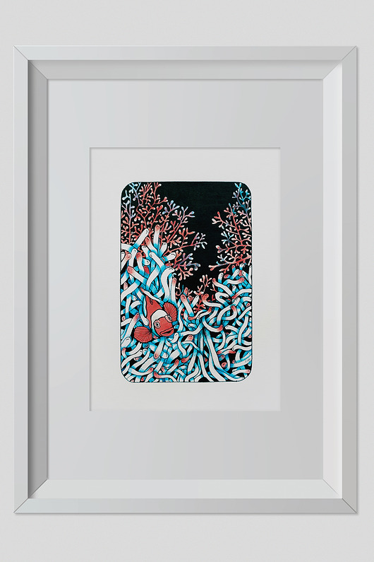 grafiki i ilustracje Rysunek Koralowiec Grafika 32x24cm + biała rama