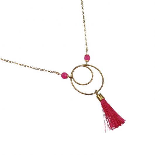 POPLAVSKY Naszyjnik Hot Pink Tassel srebro 925 POPLAVSKY