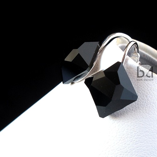 Klipsy z kryształem Swarovski 10 mm Black Diamond