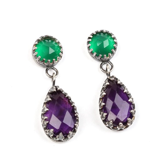 kolczyki z kamieniami Kolczyki wiszące Jolie z ametystem i agatem
