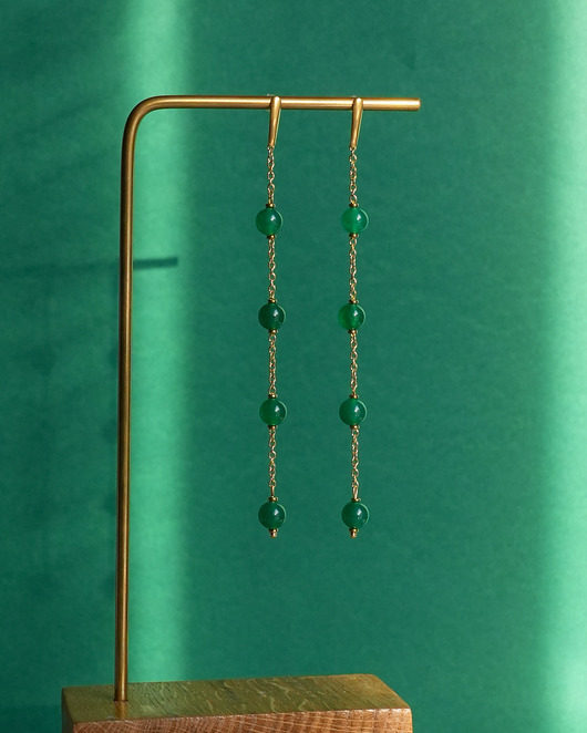 kolczyki z kamieniami MEGA długie kolczyki z jadeitem butelkowa zieleń
