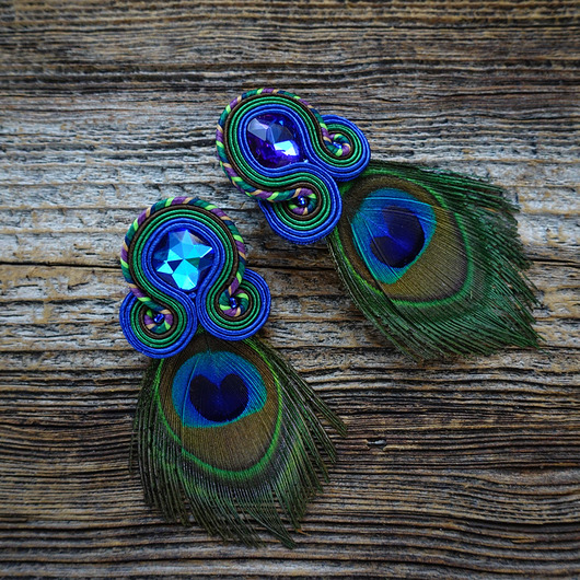 kolczyki soutache Peacock Eye-kolczyki soutache