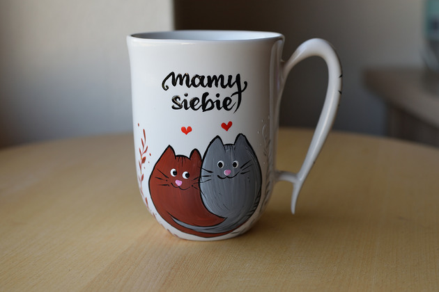 Kubek ręcznie malowany Koty Ceramika Ciepliki