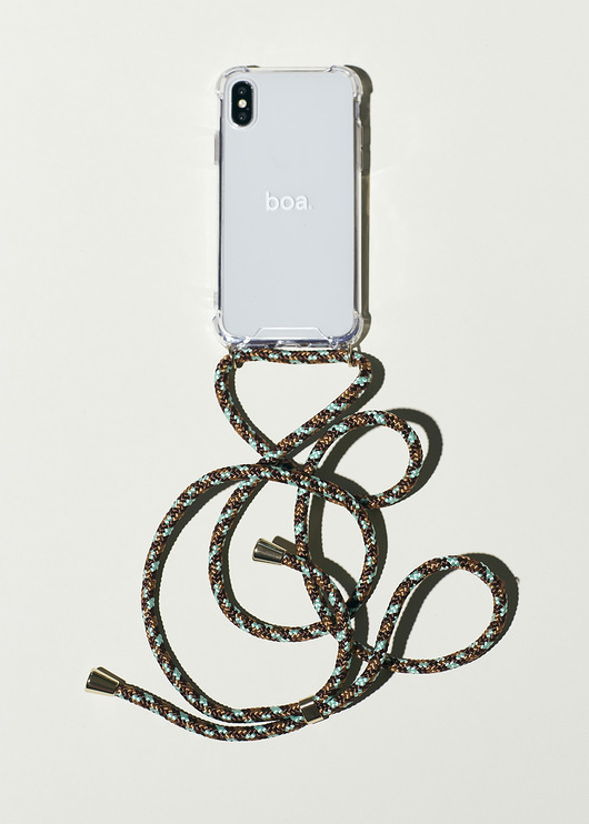 etui na telefon iPhone XR boa etui na sznurku/ turkus/miedź