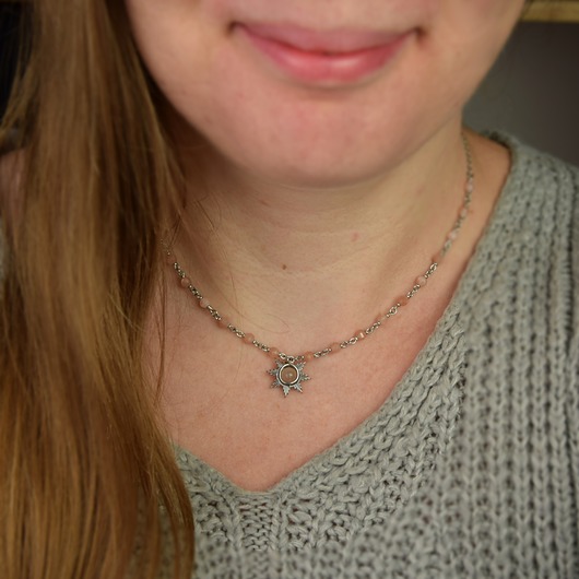 wisiory Naszyjnik słoneczko kamień słoneczny wire wrapping słońce