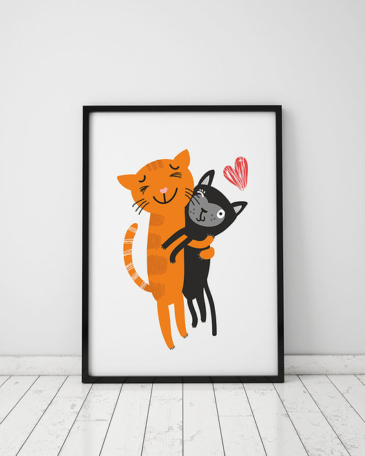 plakat. zakochane kotki (format A3) Love Life and Forest