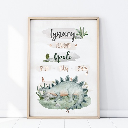 PLAKAT METRYCZKA STEGOZAUR P274 Yoko Design