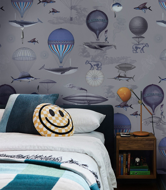 naklejki ścienne do pokoju dziecka Tapeta Vintage Balloons Purple