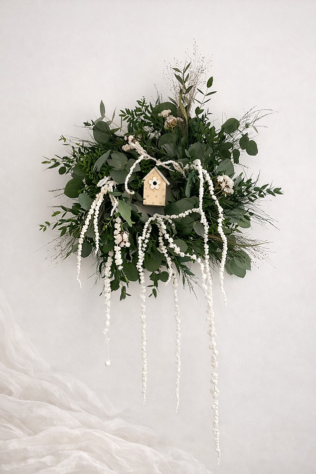 wianki Wianek wiosenny zieleń cięta + suszki