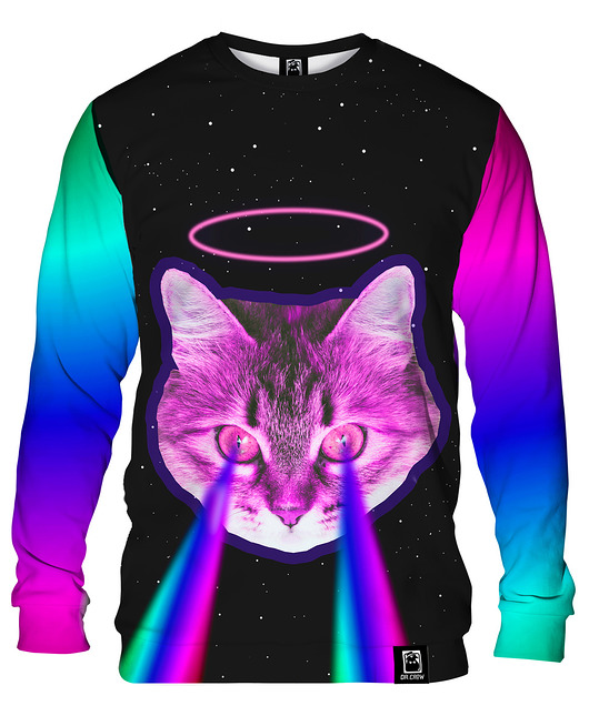 bluzy męskie Bluza Bez Kaptura Męska DR.CROW Rainbow Cat