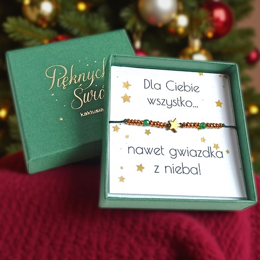 bransoletki z kamieni naturalnych WYSYŁKA 24h Świąteczna bransoletka - na prezent - świąteczne pudełko