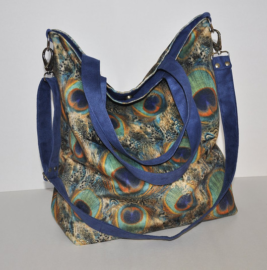 torby na ramię Torba hobo XXL - print pawie pióra