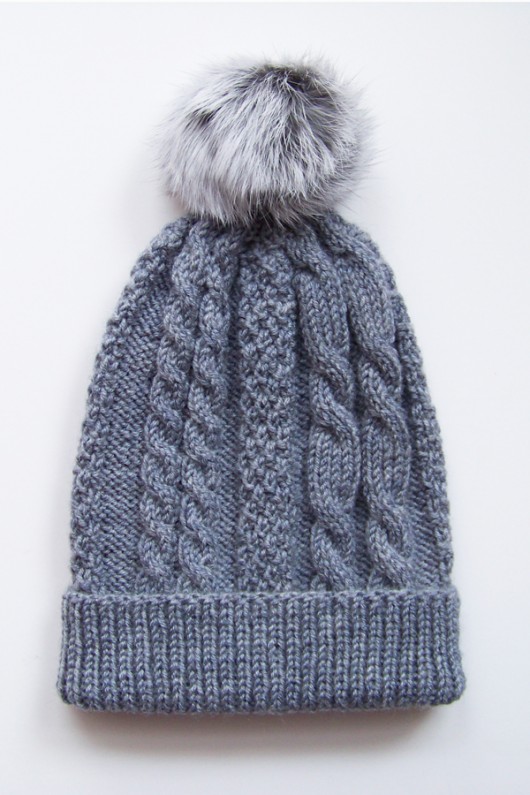Grey with fur ponpon more than sweater