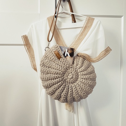 torby na ramię Torba beżowa muszla z sznurka bawełnianego na ramię " Seashell Bag"
