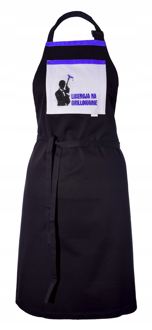 fartuchy kuchenne Fartuch Kuchenny CZARNY bawełniany haftowany Licencja na grillowanie PREZENT