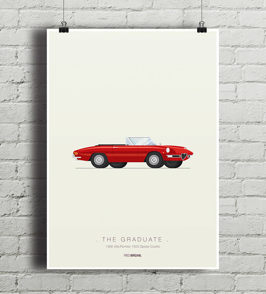 Ferrari 250 GT - Ferris Bueller's - plakat A4 minimalmill