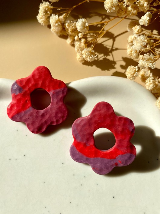 kolczyki z masy plastycznej Kolczyki kwiatki ALE 04