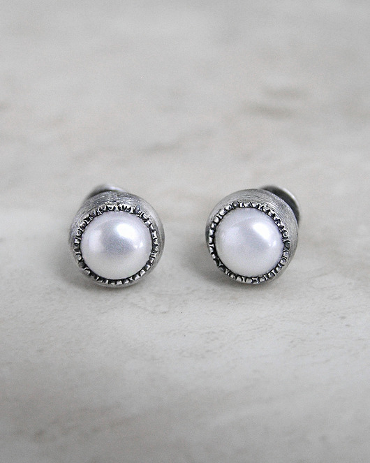 kolczyki srebrne Kolczyki z perłami, srebro